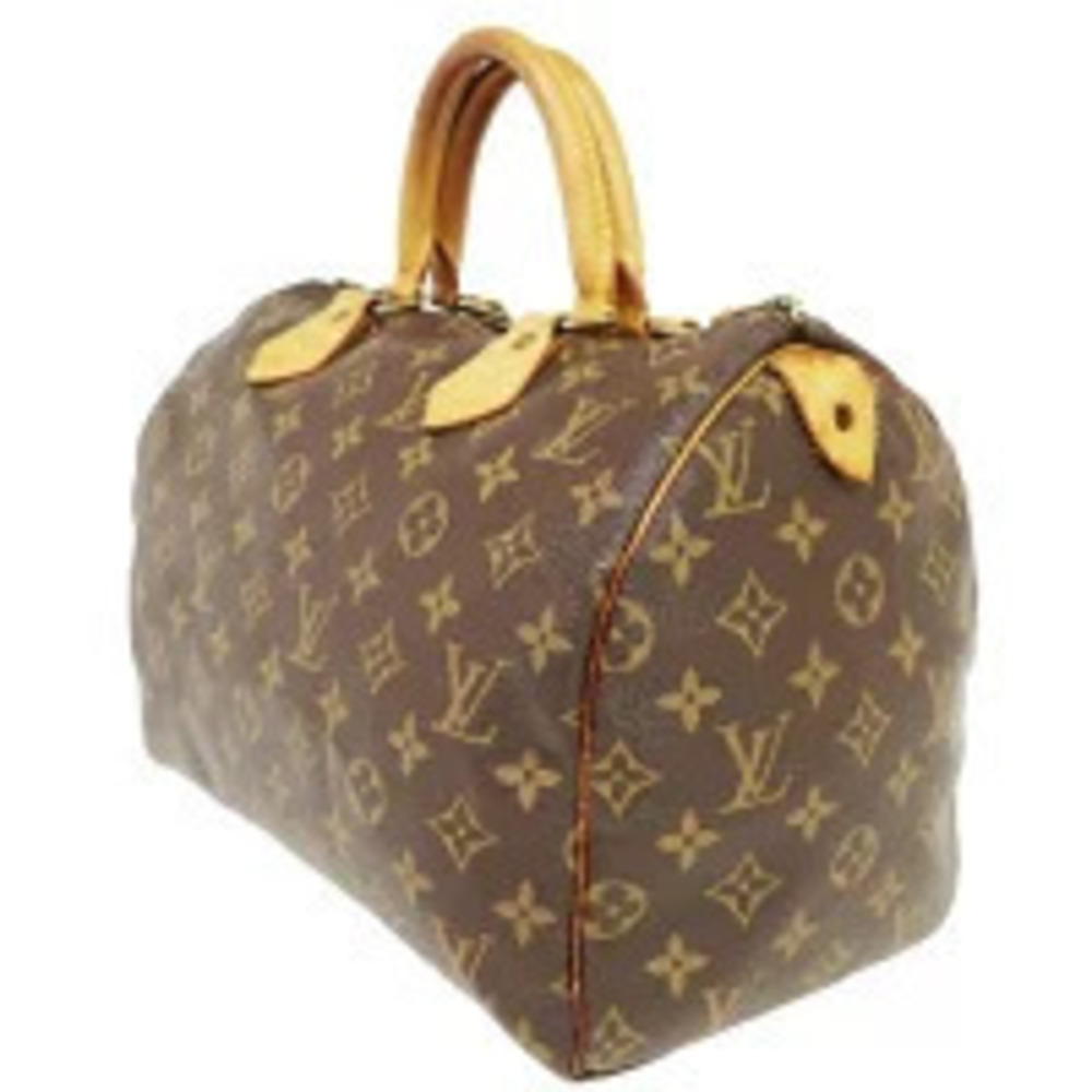Louis Vuitton Monogram Boston Leather Speedy Handbag Brown